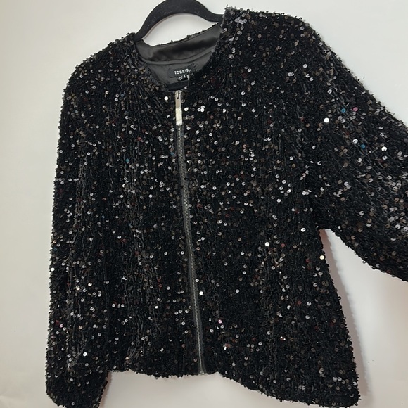 Torrid 1 SEQUIN CROP JACKET - Picture 9 of 14